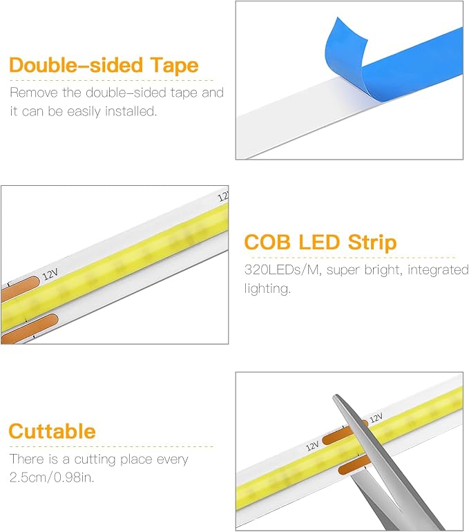 AIMENGTE 12V COB LED Cabinet Lights Strip - Image 6