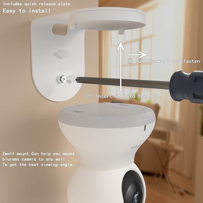 Zwolf Metal Wall Mount for Blurams Security Camera, Upside Down or Upright on - Image 2