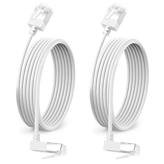 90° Downward Angled Cat 6A Ethernet Ultra Slim Cable 10 Feet 2Pack, Flexible by DUTEVOLNS