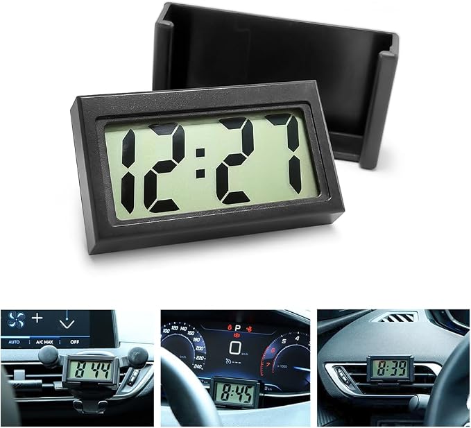 Osilly Mini Digital Clock for Car Dashboard, Battery Operated & Clear LCD by Osilly