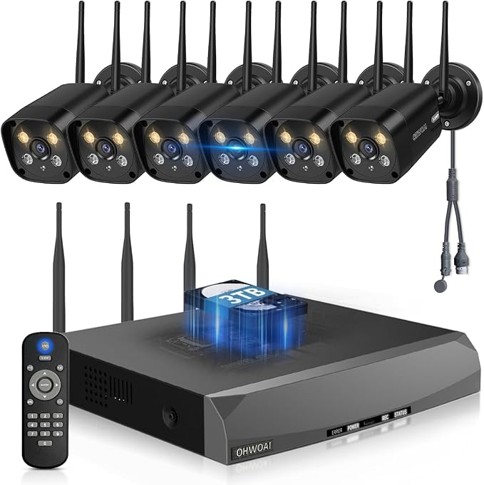 OHWOAI 《Dual Antennas & 130°Wide Angle》Wireless Security Camera System Outdoor by OHWOAI