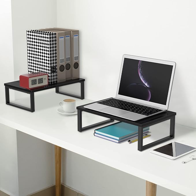 NORCEESAN 2 Pack Monitor Stand Riser Wood Desk Shelf - Image 6