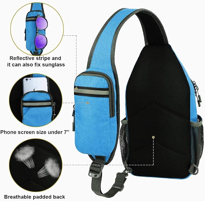 WATERFLY Crossbody Sling Backpack Sling Bag Travel Hiking Chest Bag Daypack - Image 3