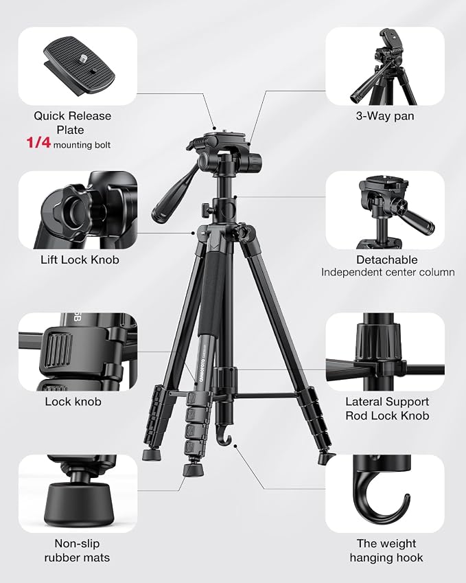 CAMBOFOTO 73" Camera Tripod and Monopod - Image 5