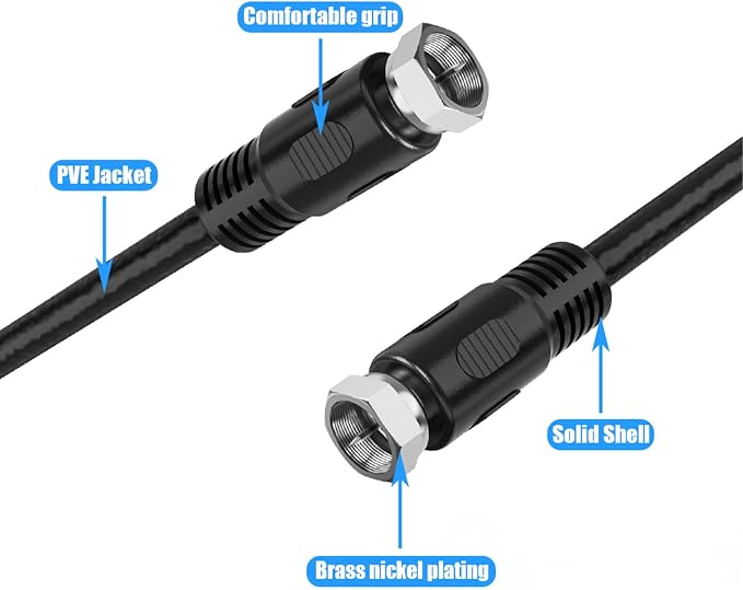 Short Coaxial Cable, 1ft Coax Cable RG6 F Cord 75 Ohm - Image 3