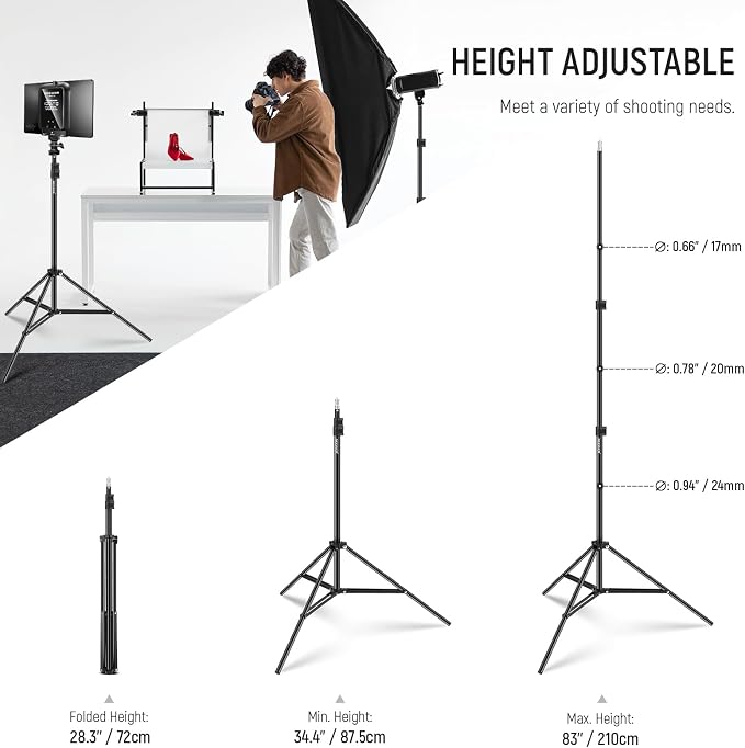 NEEWER Photography Light Stand, 7 Feet / 210cm Aluminum Alloy Photo Studio - Image 3