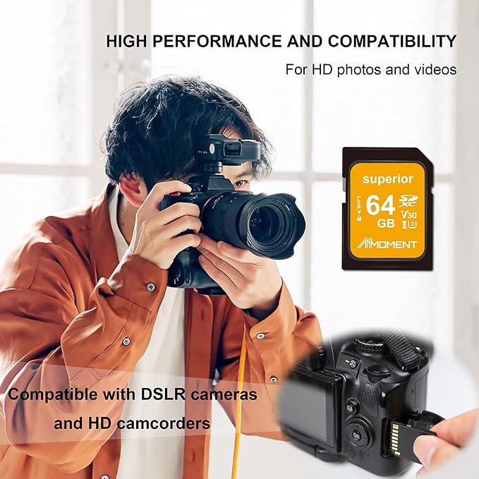 MMOMENT 64GB Full-Size SD Card UHS-I U3 V30 Class 10 High Speed SDXC – Up to - Image 7