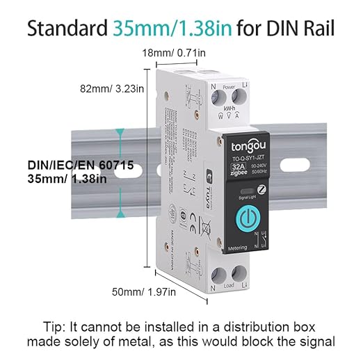 TONGOU ZigBee DIY Smart Switch 32A| DIN Rail Switch| 1P+N 90-240VAC| Real-time - Image 2