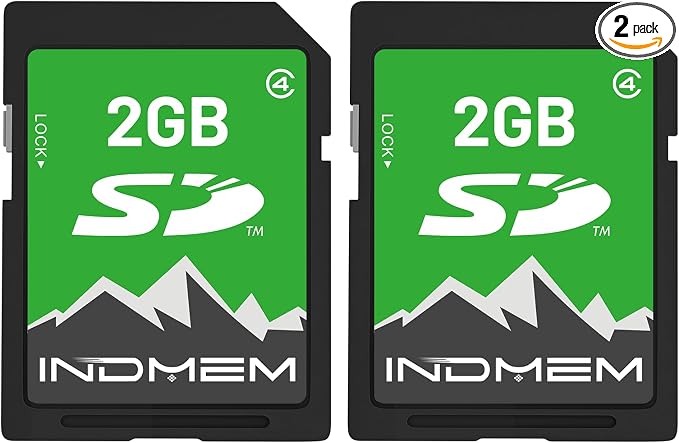INDMEM 2GB SD Card, 2 Pack 2GB Class 4 Flash Memory Card 2G SLC Standard Secure by INDMEM
