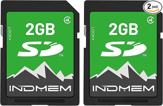 INDMEM 2GB SD Card, 2 Pack 2GB Class 4 Flash Memory Card 2G SLC Standard Secure by INDMEM