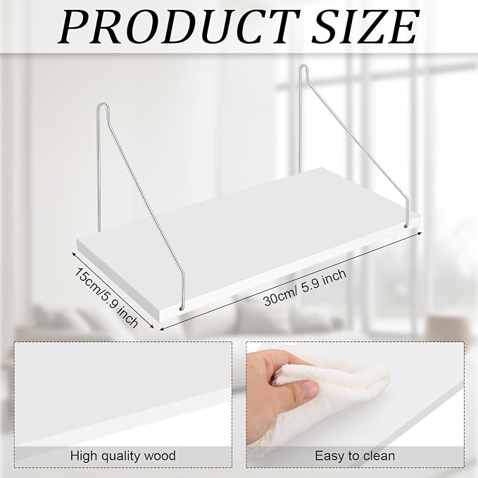 DERTE Projector Shelf for Wall 12x6 Inch Wall Mount Shelf Wood Floating - Image 3