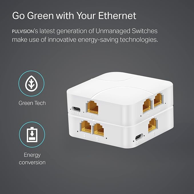 5 Port Gigabit Ethernet Switch Type-C 5V Powered 1000Mbps 1 in 4 Out Network - Image 9