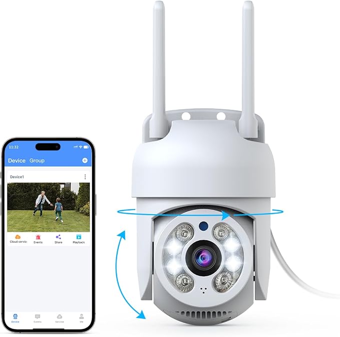 Outdoor WiFi Security Camera 3MP, PTZ Pan Tilt by OOSSXX
