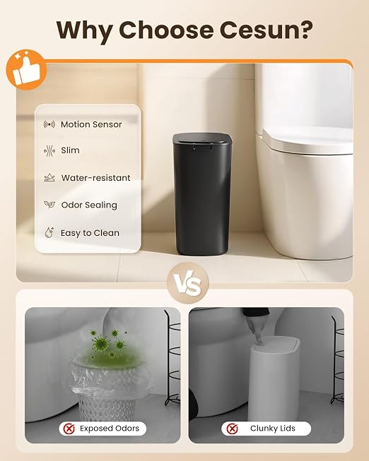 Cesun Motion Sensor Trash Can, 5 Gallon Automatic Bathroom Garbage Can - Image 7