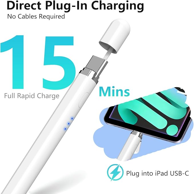 【2Pack】 Stylus Pen for Apple iPad 2018–2026, Magnetic Charging iPad Pencil 2nd - Image 3