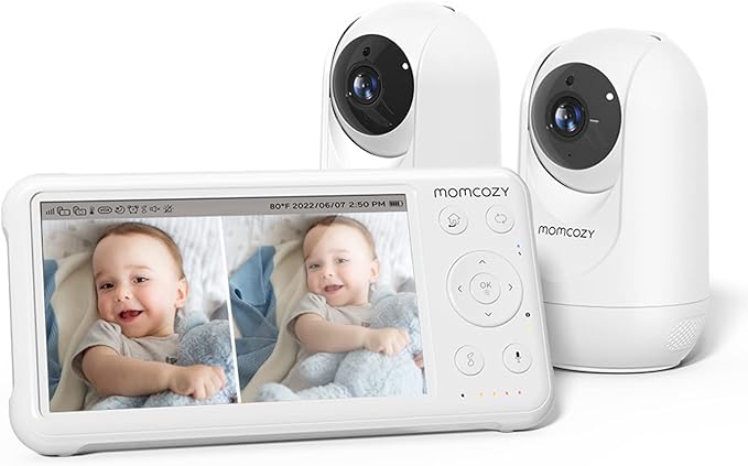 Momcozy Baby Monitor with 2 Cameras 5’’ 1080P Split Screen Video Baby Monitor by Momcozy