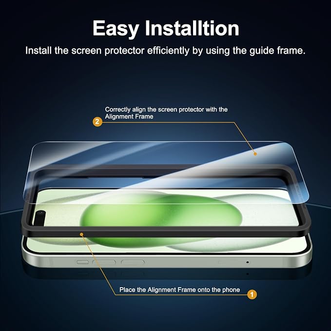 NEW'C 3x for iPhone 15 Plus Screen Protector+ 3x Camera Lens Protector - Image 3