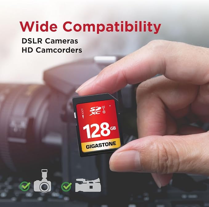GIGASTONE 128GB SD Card 2-Pack UHS-I U1 Class 10 SDXC Memory Card High Speed - Image 6