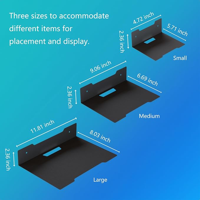 Floating Metal Wall Mount Shelf, Shelf - Image 3