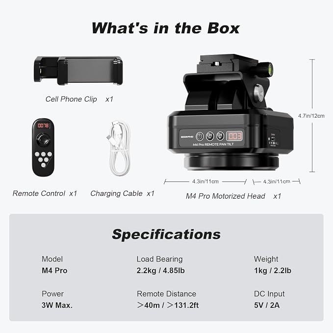 Soonpho M4 Pro Motorized Tripod Head, Rotating Panoramic Control 360° Pan Tilt - Image 8