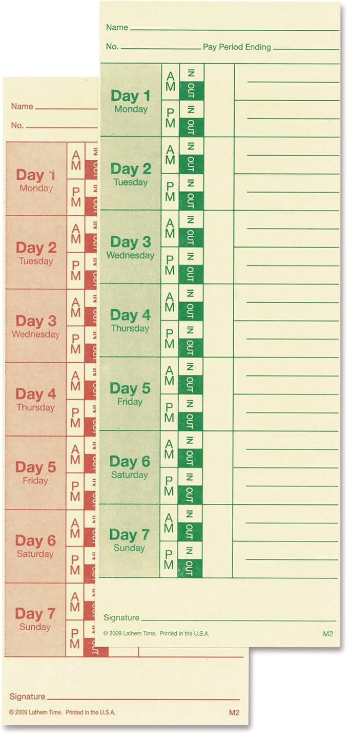 Lathem Weekly Time Cards, Double-Sided, by Lathem