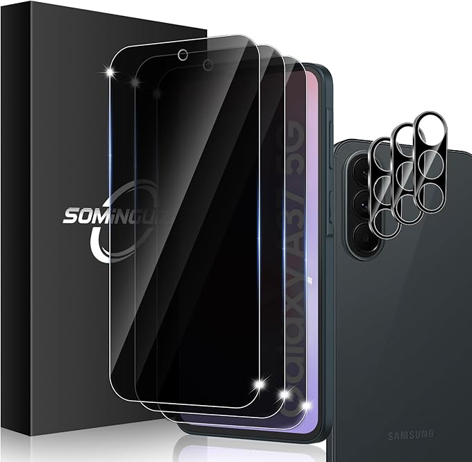 3+3 Pack for Samsung Galaxy A37 5G Privacy Screen Protector & Phone Camera Lens by SOMINGUIZN