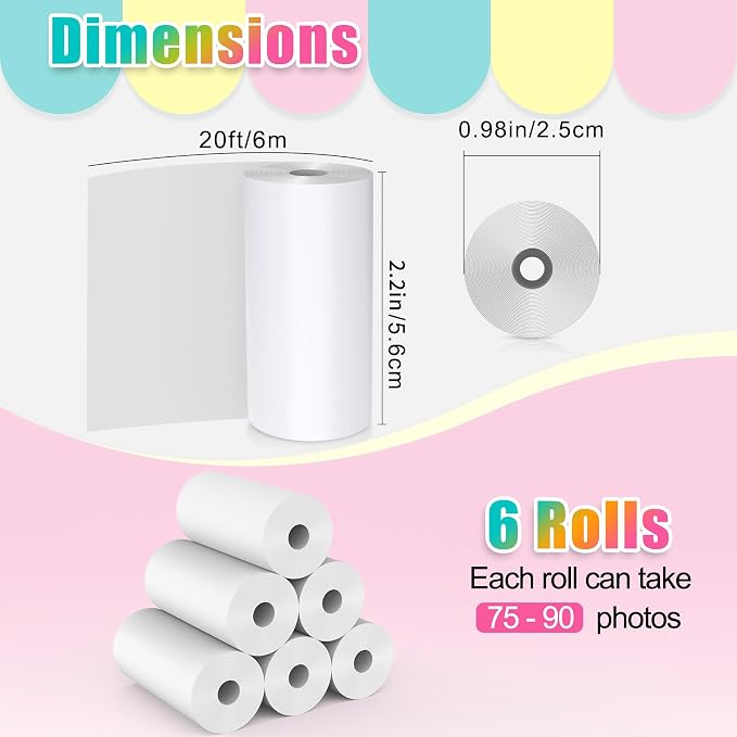 6 Rolls Instant Print Paper Kids Camera Paper Refill - Image 2