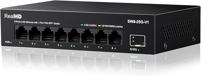 Real HD 8 Port 2.5G Ethernet Switch Unmanaged Network Switch by RealHD
