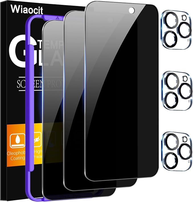 Wiaocit 3 Pack Tempered Glass Privacy Screen Protector by Wiaocit