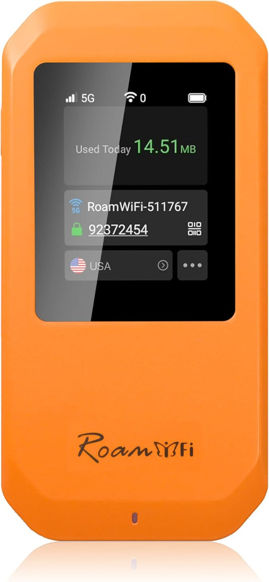 RoamWiFi 5G Mobile Hotspot WiFi6-4nm Chip | 10GB US/CA/MX + 1GB Global Internet by RoamFi