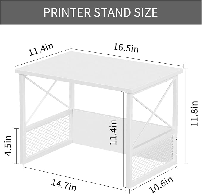 Printer Stand for Desk, Desktop Printer Stand Shelf Organzier for Home Office - Image 3