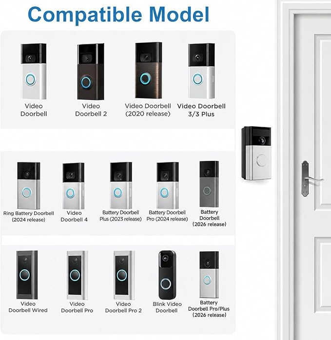 RIOVO Adjustable 30 to 55 Degree Doorbell Angle Mount Compatible - Image 2
