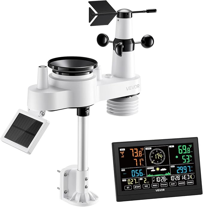 VEVOR 7-in-1 Wireless Weather Station, 7.5-Inch VA Display, Solar Powered - Image 9