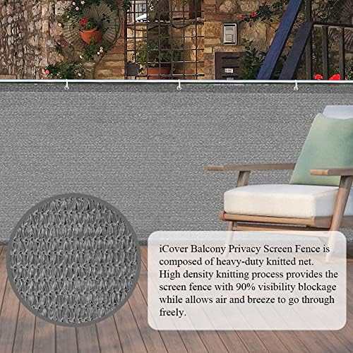 iCover 3.3x19.5ft Balcony Privacy Screen Fence, UV-Resistant Railing Fencing - Image 2