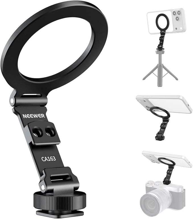 NEEWER Magnetic Tripod Phone Mount Cold Shoe Adapter, Aluminum Compact by Neewer