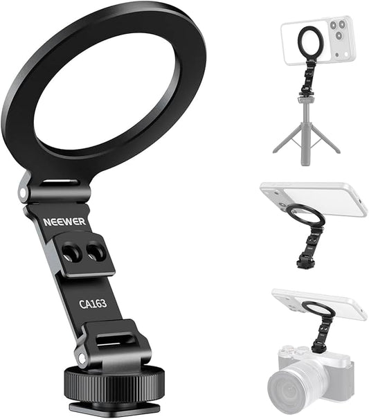 NEEWER Magnetic Tripod Phone Mount Cold Shoe Adapter, Aluminum Compact by Neewer