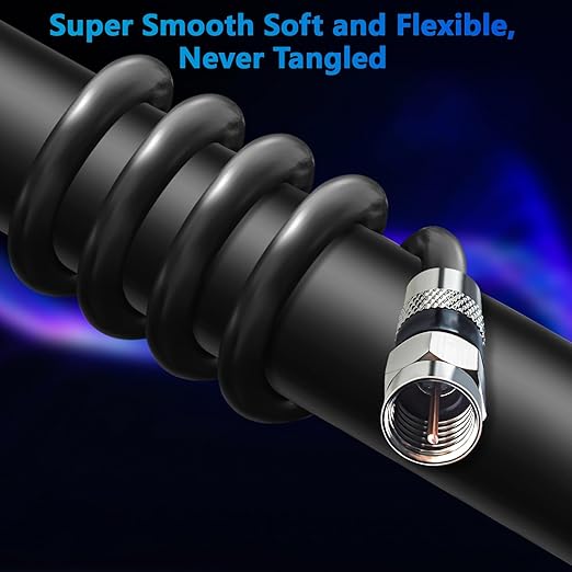 Elecan 12 Ft/2 Pack RG6 Coaxial Coax Cable Connectors Set, Quad Shielded - Image 5