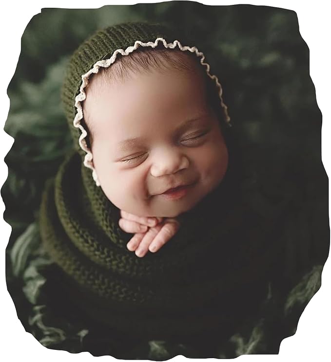 Newborn Photography Props Wraps & Ruffle Edge Bonnet by CHICODISE