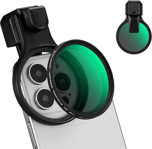 K&F CONCEPT 58mm Press-on ND2-32 Phone Lens Filter Kit, 16/15/14/13/12 Pro/Pro by KFCONCEPT