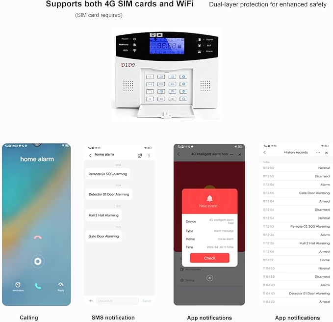 17pcs Wireless DIY Home Burglar Alarm System, 4G WiFi GSM, No Monthly Fee - Image 2