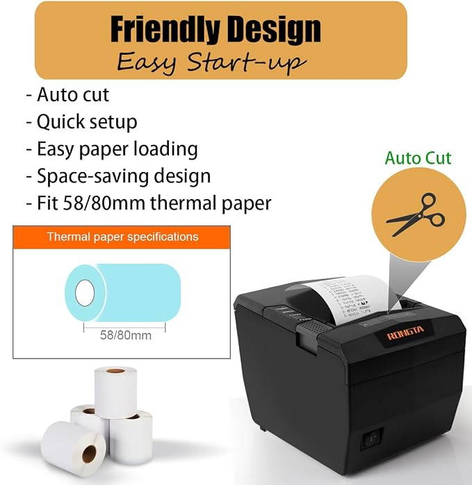 Rongta POS Receipt Printer, 80mm Thermal Printer - Image 5