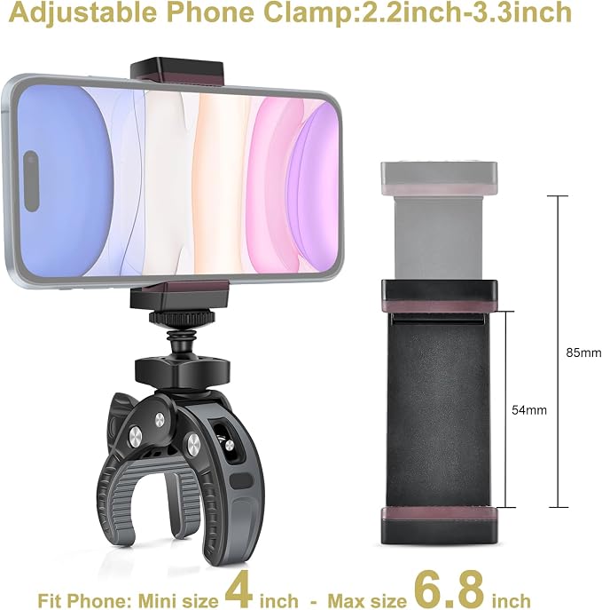 UTEBIT Camera Mount Clamp, Umbrella Clamp Motorcycle Camera Pole Mount Desk - Image 7