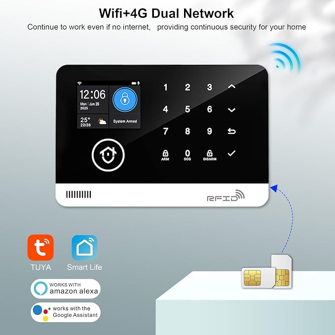 Home Security System, 4G/WiFi GSM SMS Wireless Home Alarm System - Image 3