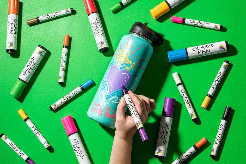 Glass Pen Window Marker: Liquid Chalk Pens for Glass, Whiteboard Markers with Washable Paint - Graduation, Car Windows, Mirror Pen, Storefront, Wedding, Parade, Party & Holiday (Pink, Fine Tip)