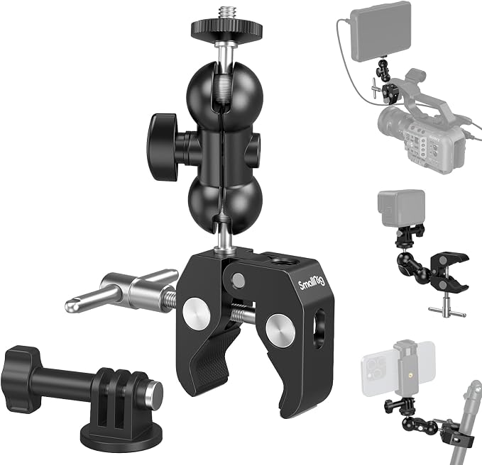 SMALLRIG Super Camera Clamp Mount, Double Ball Head Magic Arm Adapter, by SmallRig