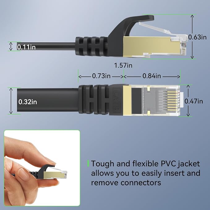 BUSOHE Cat 8 Ethernet Cable 40 FT, 40Gbps 2000MHz Cat8 High Speed Flat Internet - Image 6