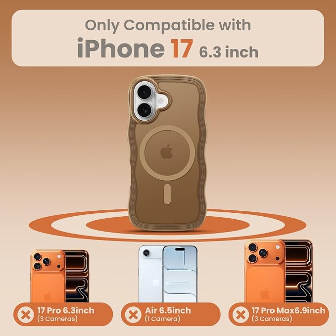 toushion for iPhone 17 Case Cute Brown, Fits MagSafe, Matte Skin Feeling Back - Image 2