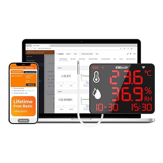 Elitech Wireless Hygrometer Thermometer Reusable Temperature Recorder Data by Elitech