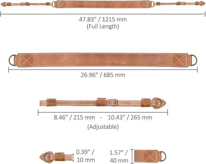 MegaGear SLR, DSLR Sierra Series Genuine Leather Camera Shoulder or Neck Strap - Image 4