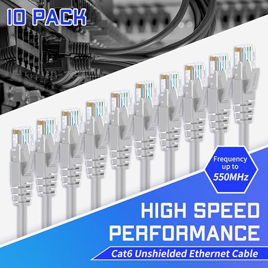 Cat6 Ethernet Cable 6 Feet 10 Pack Network RJ45 Cat6 Internet Patch Cable - Image 2